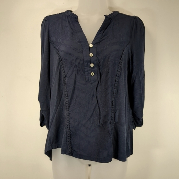 Democracy women's navy blue pullover blouse, size PM - Picture 1 of 12
